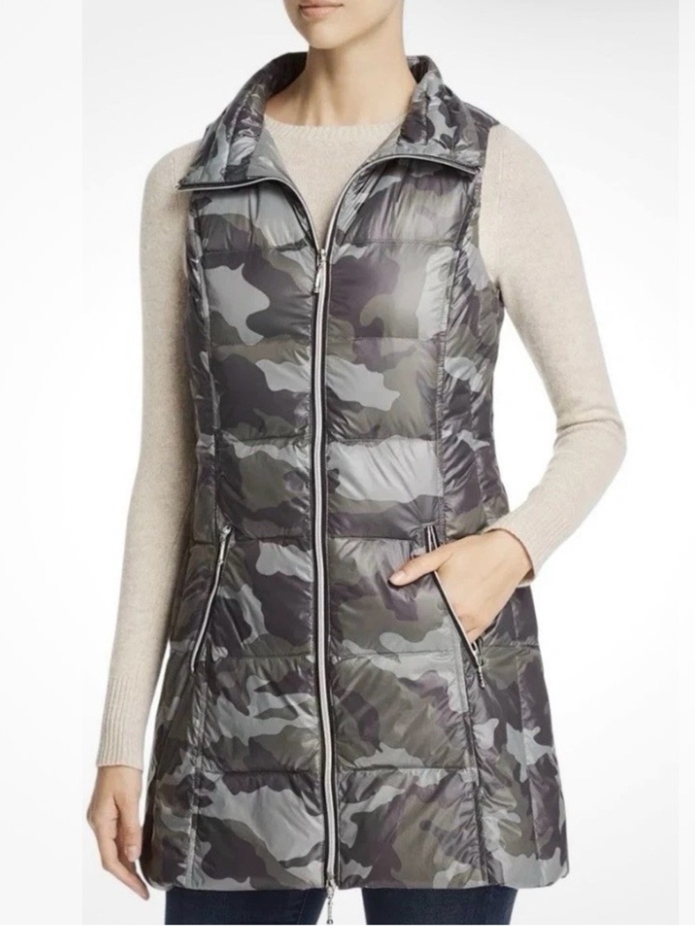 ANORAK Grey Camouflage Quilted Puffer Vest